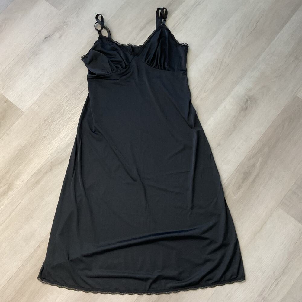 ShadowLine Lingerie Black Lace Trim Babydoll Nightgown Womens Medium